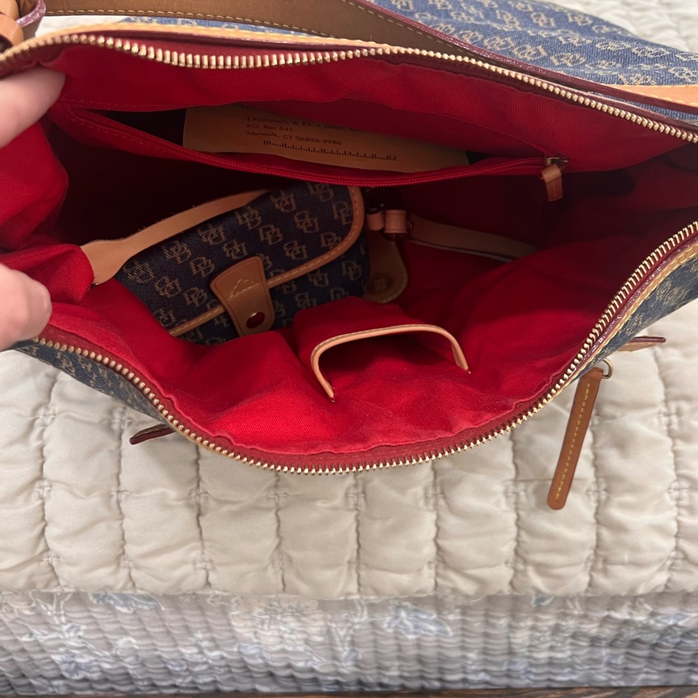Dooney & Bourke Navy and Tan Shoulder Bag - Picture 8 of 14